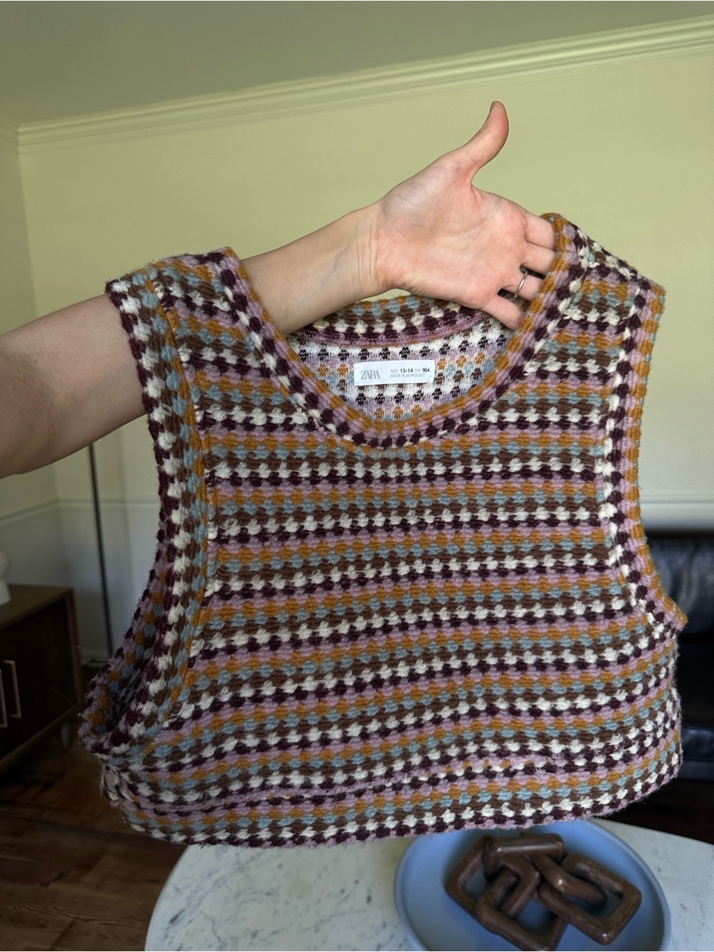 Zara Multicolor Striped Knit Muscle Tee — Burgundy, Mustard, Lilac, Cream